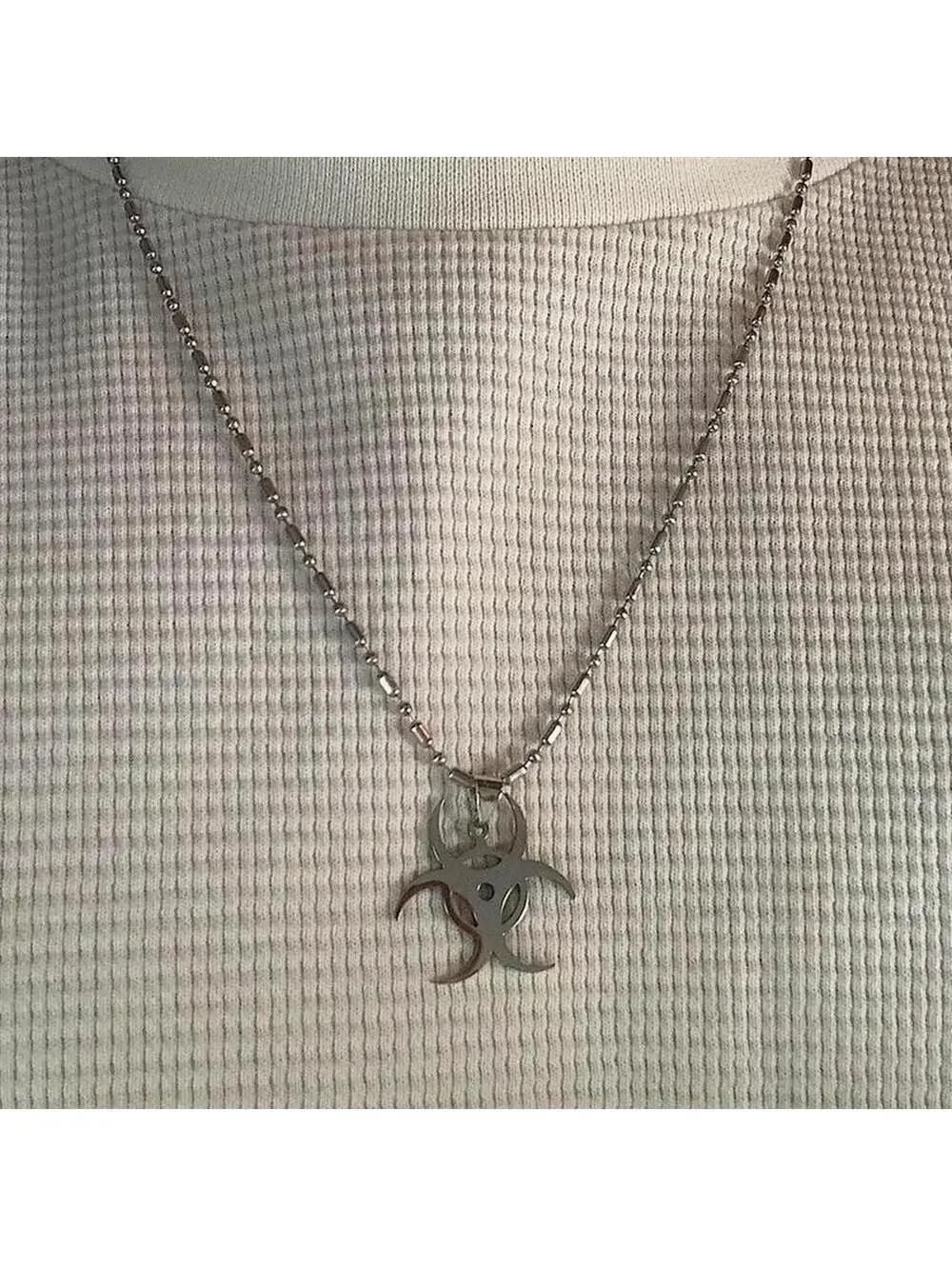 Y2k Nuclear ☢️ opium punk gothic style necklace. Cool design. Chain is unisex